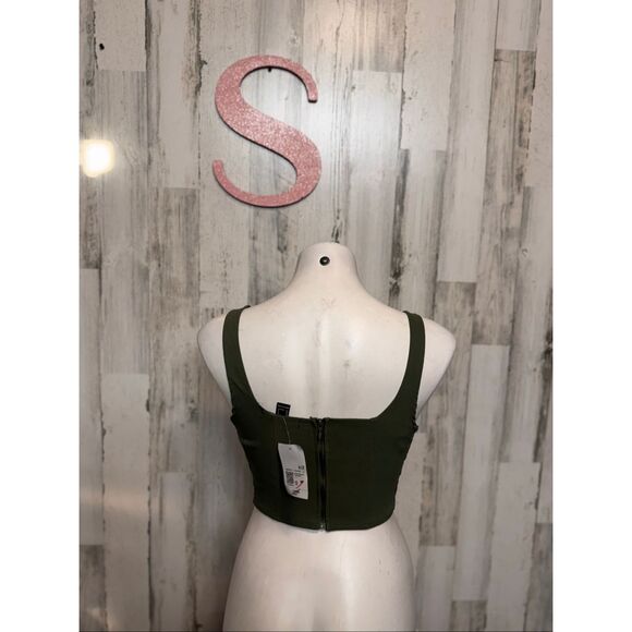 Forever 21 Green Square Neck Bustier Crop Top Size S - Picture 3 of 8